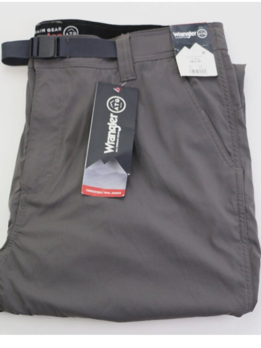 Wrangler Men's ATG W38 L30 Convertible Trail Tapered Jogger Pants Grey New